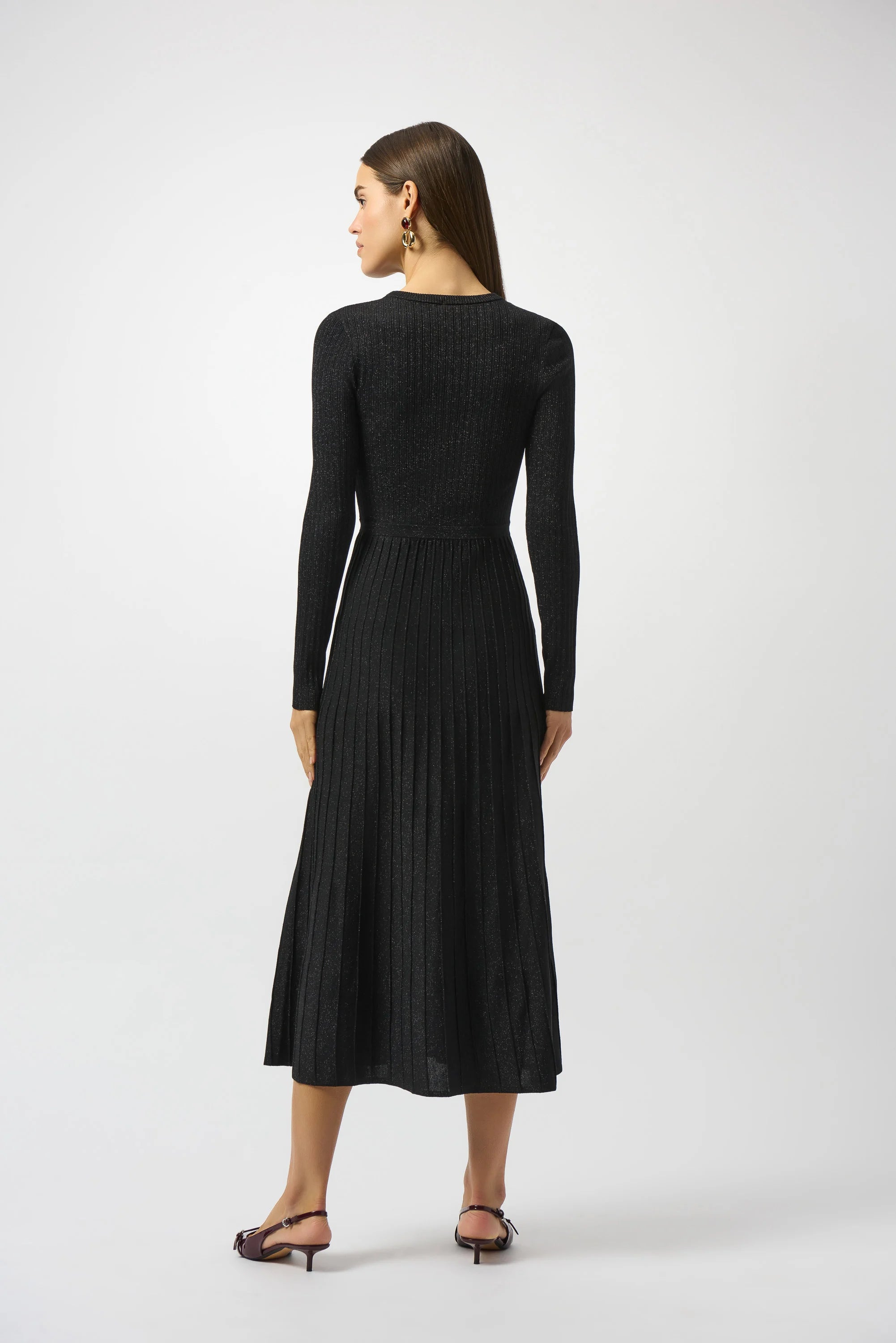 Joseph Ribkoff-Knit Fit and Flare Crew Neck Dress-253987