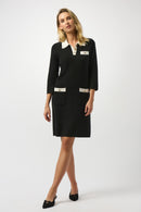 Joseph Ribkoff Knit Dress with Contrast Shirt Collar-253995