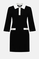 Joseph Ribkoff Knit Dress with Contrast Shirt Collar-253995