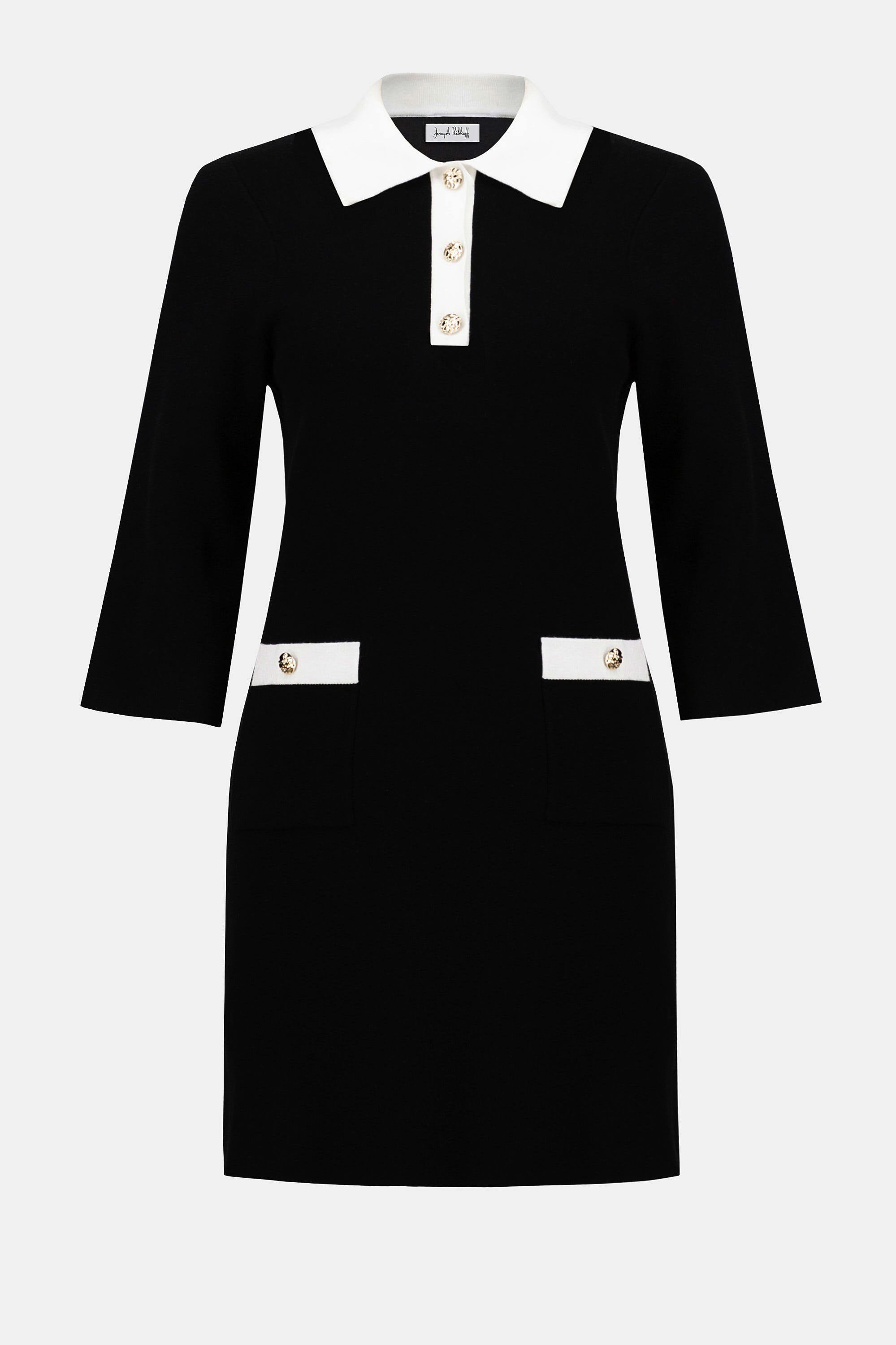 Joseph Ribkoff Knit Dress with Contrast Shirt Collar-253995