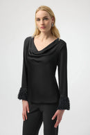 Joseph Ribkoff Satin Cowl Neck Top-254020