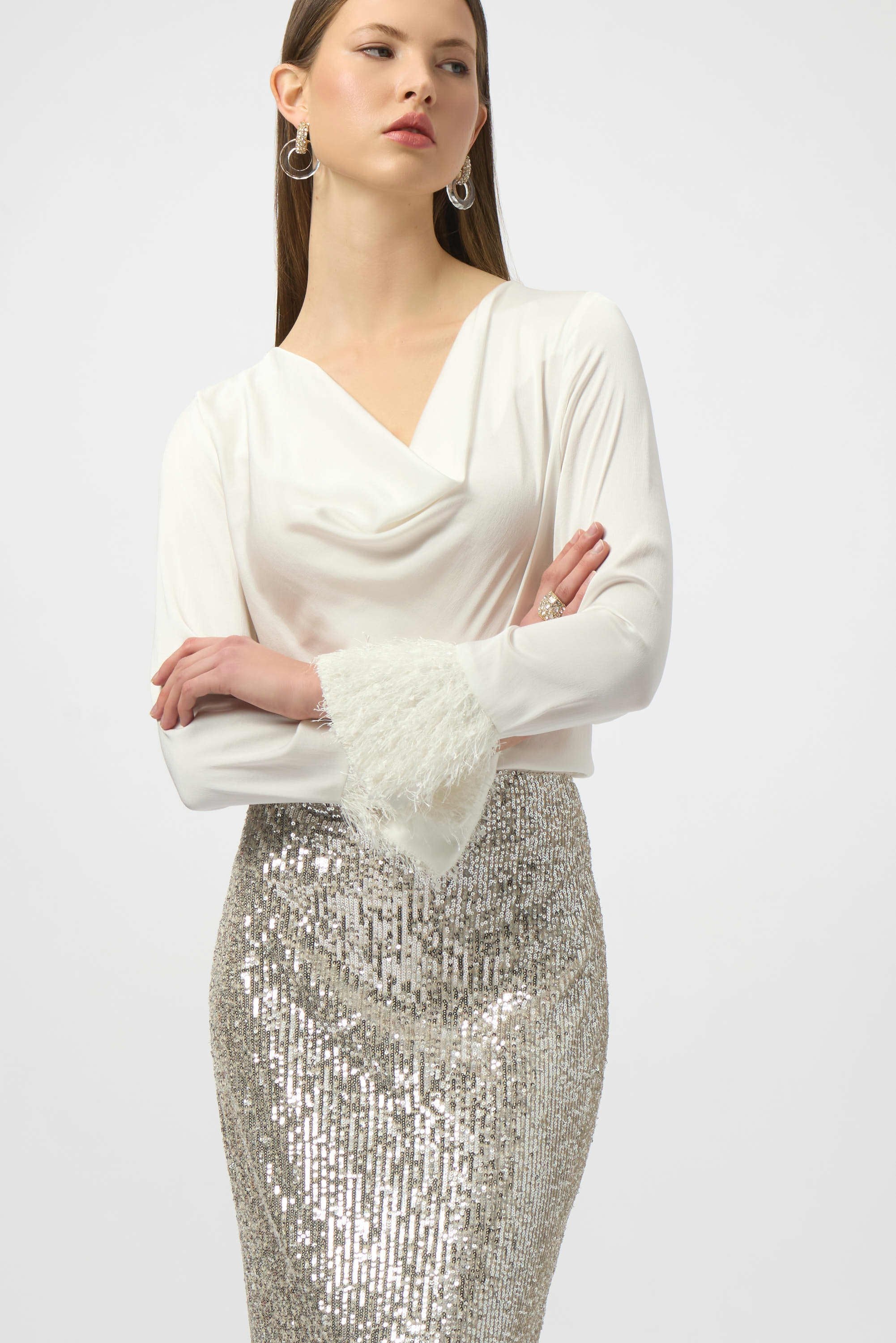 Joseph Ribkoff Satin Cowl Neck Top-254020