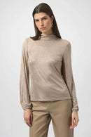 Joseph Ribkoff Foiled Knit Mock Neck Fitted Top-254027