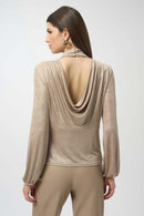 Joseph Ribkoff Foiled Knit Mock Neck Fitted Top-254027