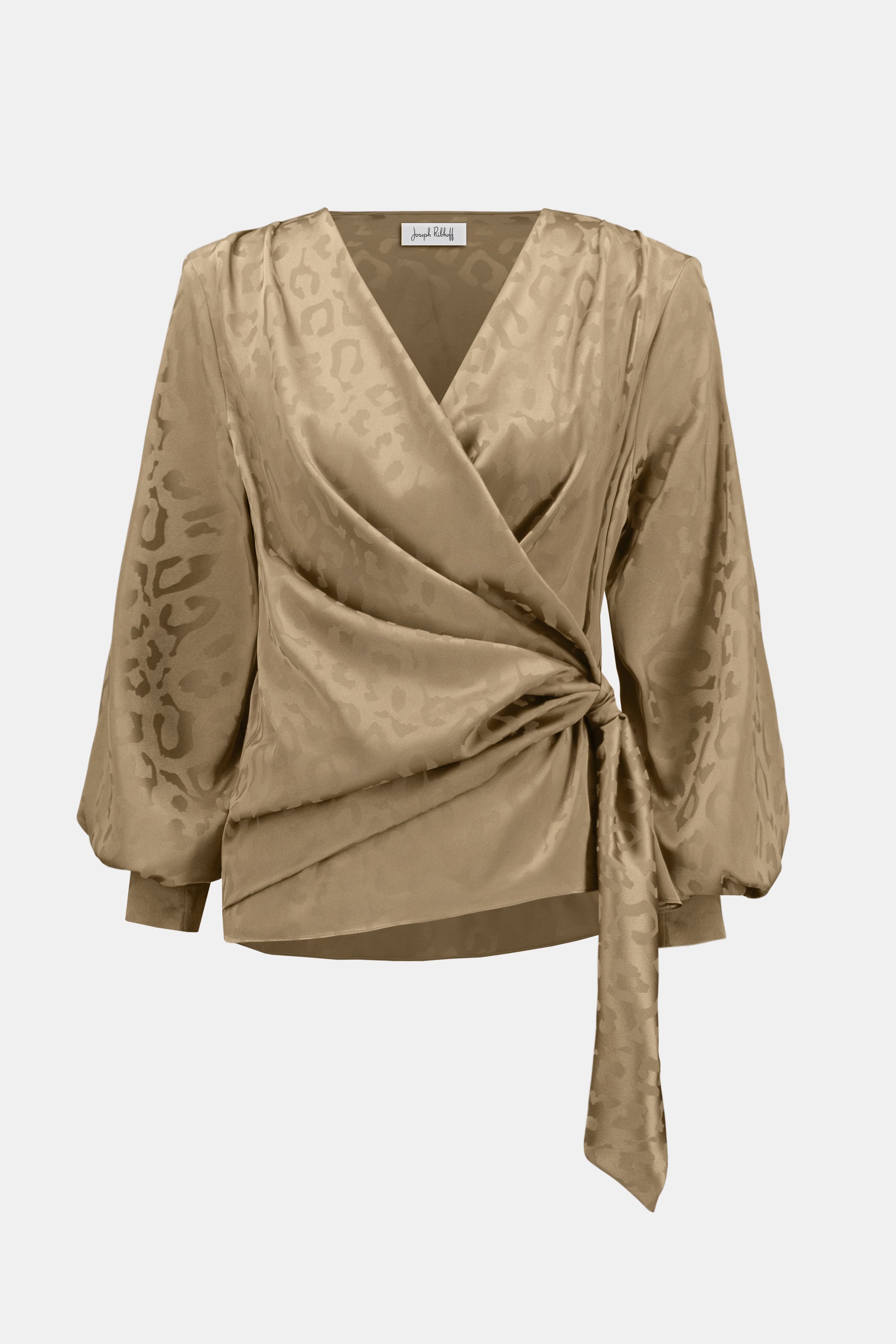 Joseph Ribkoff Jacquard Satin Animal Print Wrap Top 254060
