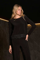 Joseph Ribkoff Silky Top with Novelty Fringe Hem-254148