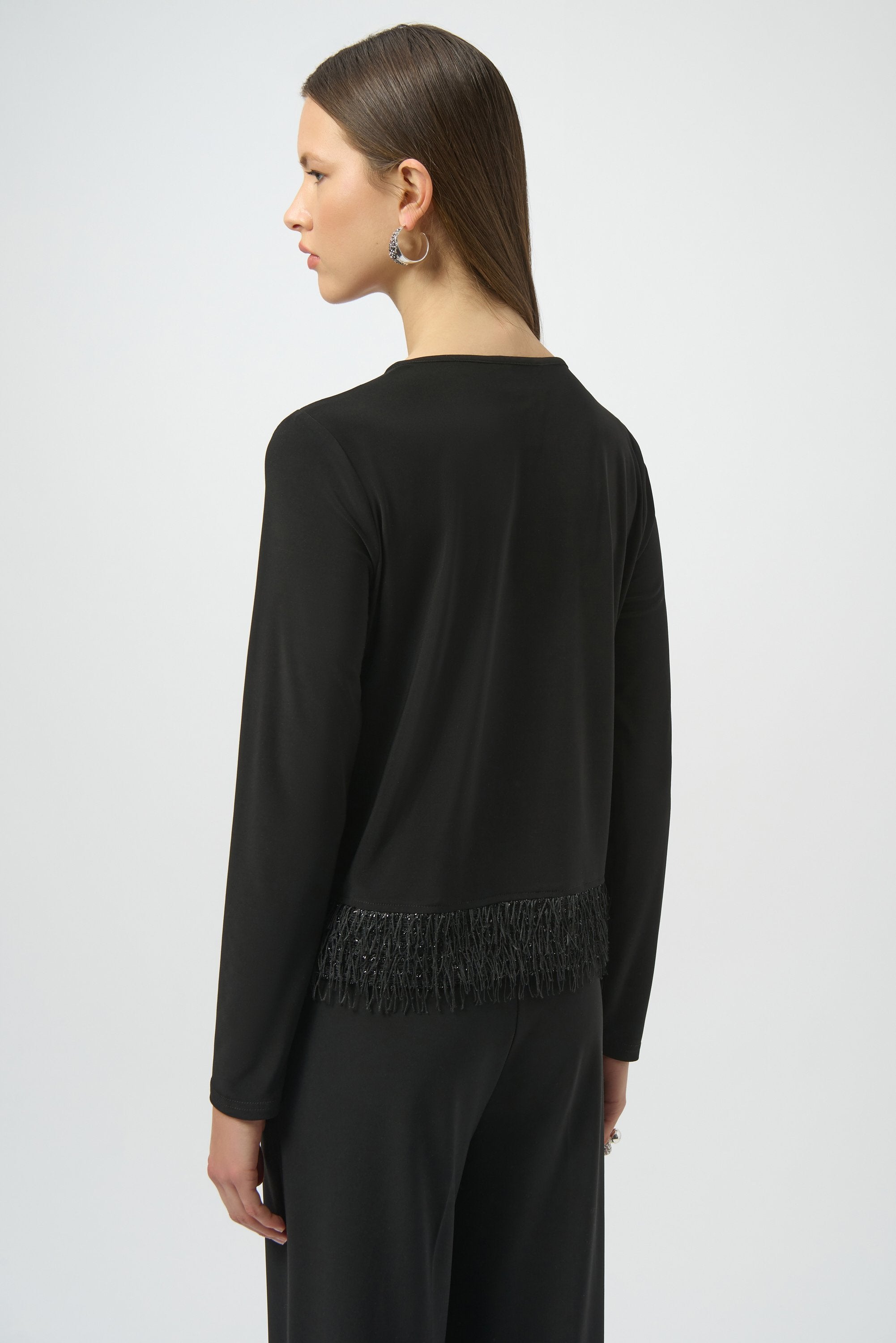 Joseph Ribkoff Silky Top with Novelty Fringe Hem-254148