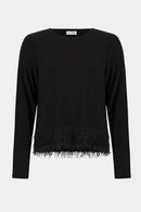 Joseph Ribkoff Silky Top with Novelty Fringe Hem-254148