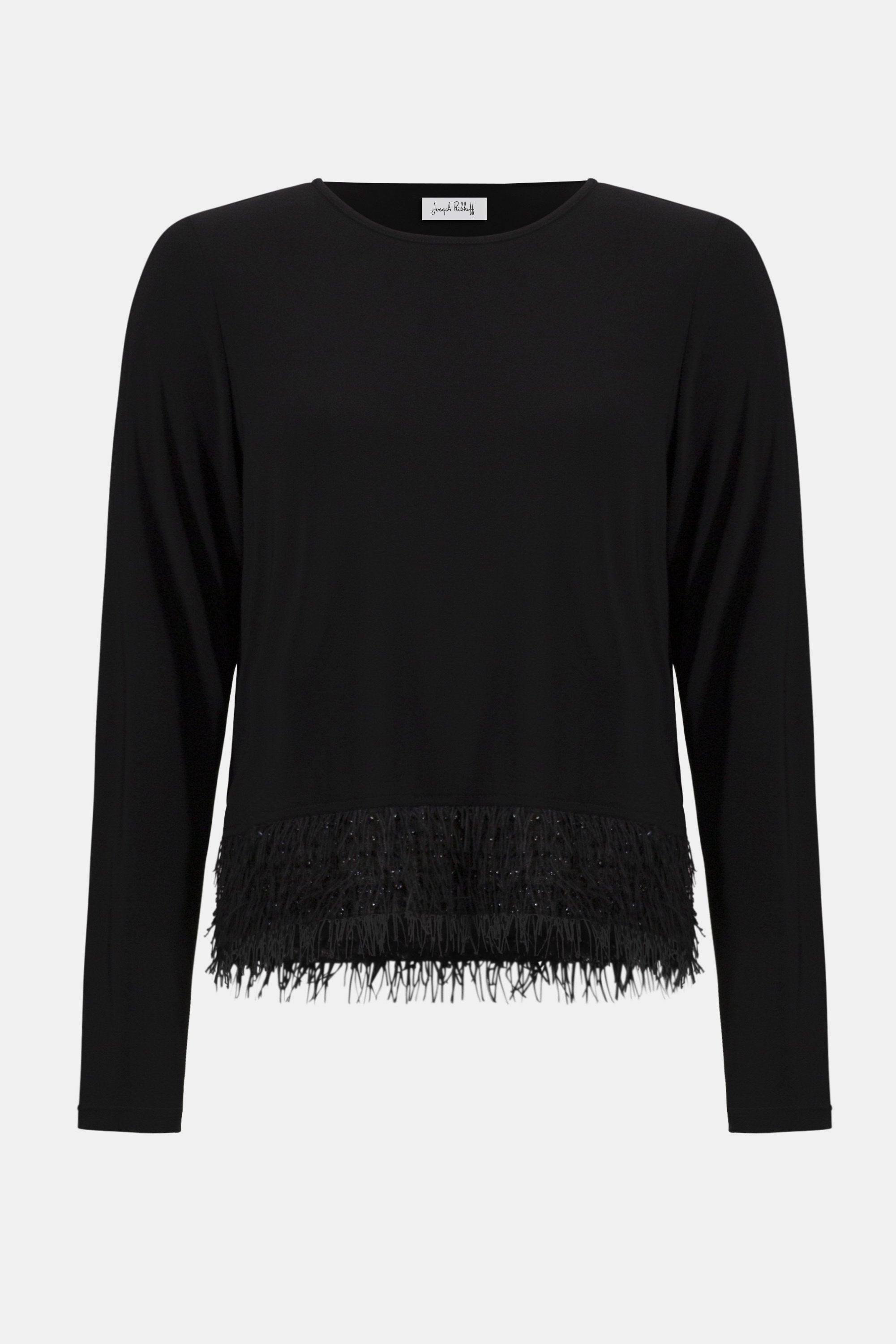 Joseph Ribkoff Silky Top with Novelty Fringe Hem-254148