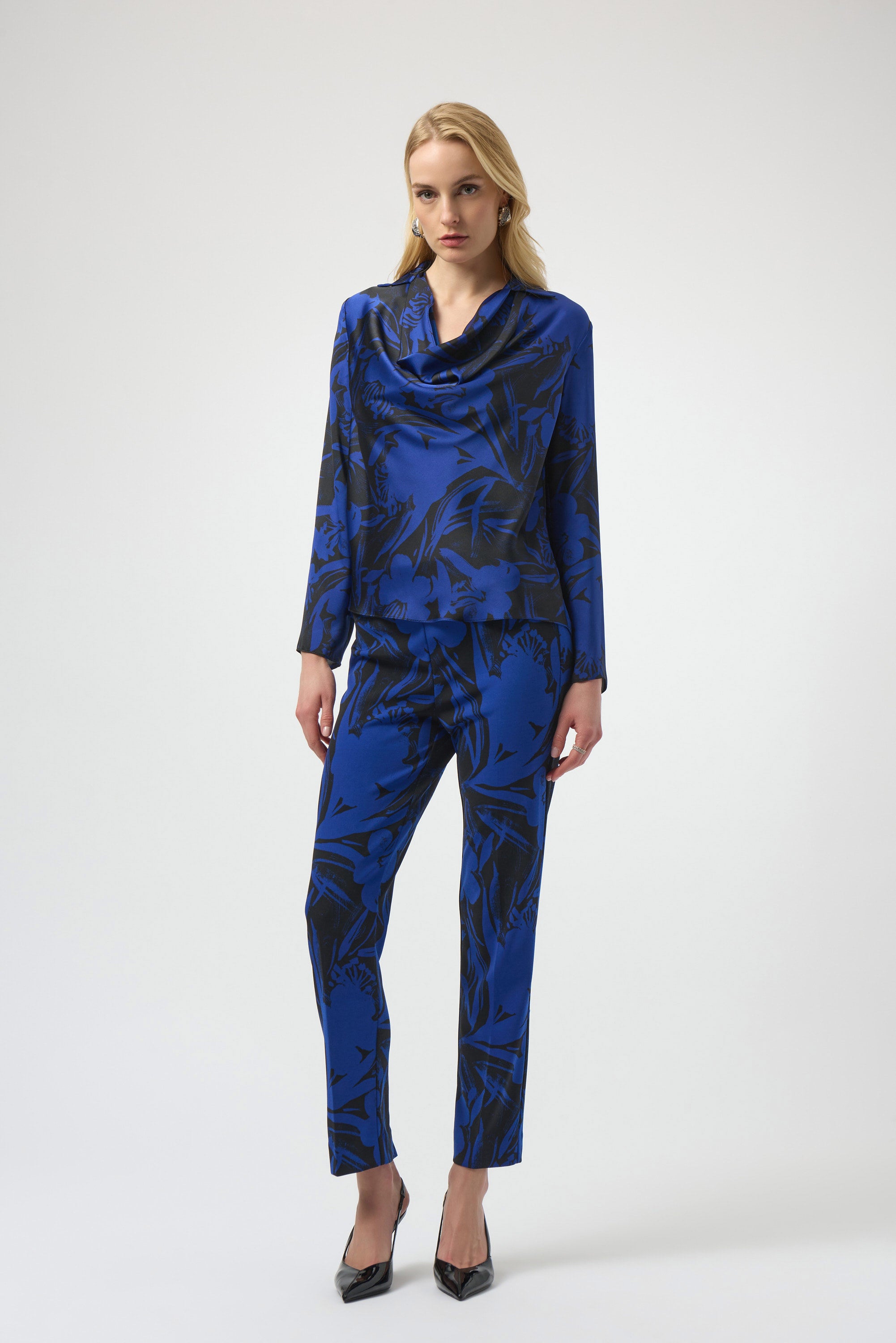 Joseph Ribkoff     Silky Knit Floral Print Straight Leg Pants-254199