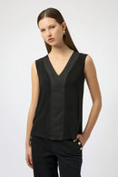 Joseph Ribkoff Silky Knit & Satin Fitted Sleeveless Top-254211
