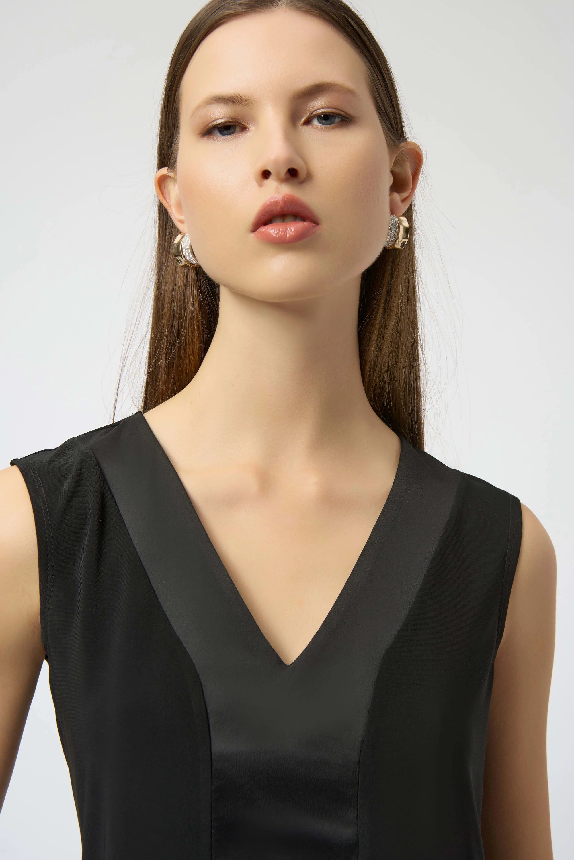 Joseph Ribkoff Silky Knit & Satin Fitted Sleeveless Top-254211