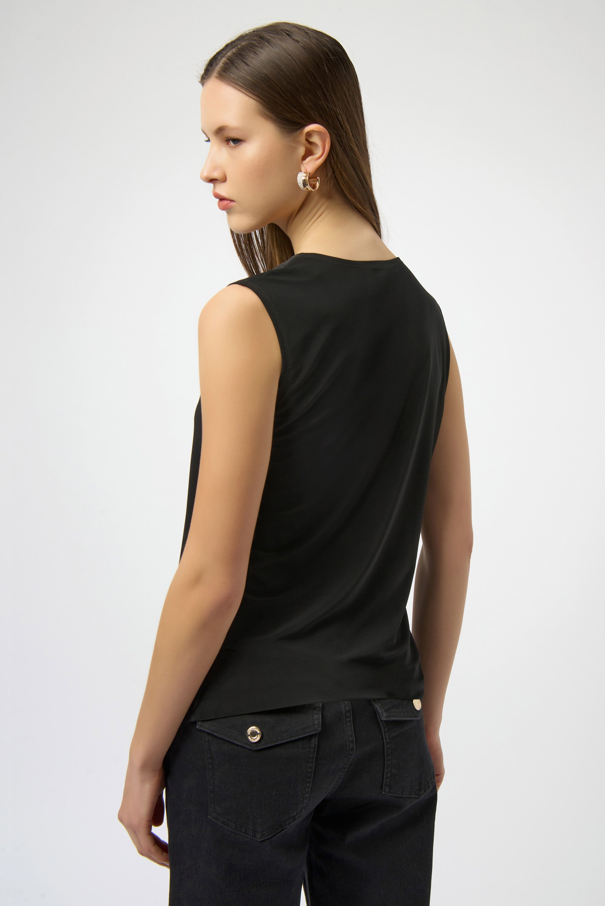 Joseph Ribkoff Silky Knit & Satin Fitted Sleeveless Top-254211