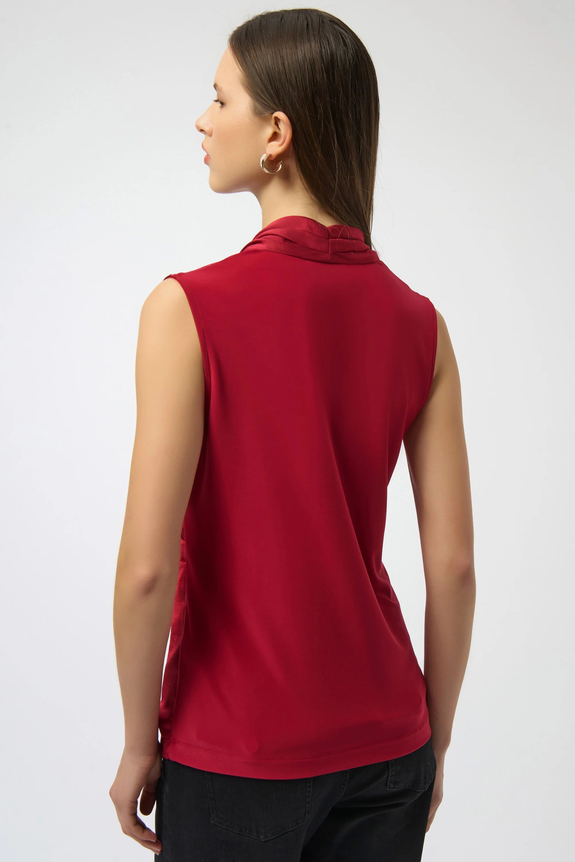 Joseph Ribkoff Recycled Satin & Silky Knit Sleeveless Wrap Top-254215