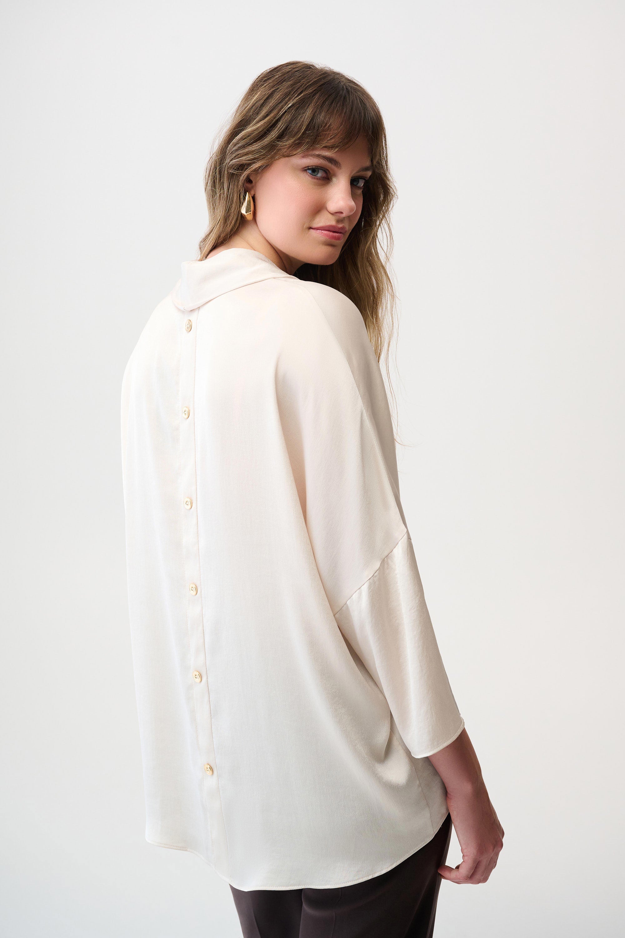 Joseph Ribkoff Satin Boxy Tunic with Cowl Collar-254217