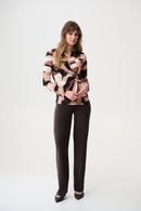 Joseph Ribkoff Silky Knit Abstract Print Fitted Wrap Top-254218