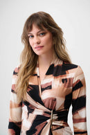 Joseph Ribkoff Silky Knit Abstract Print Fitted Wrap Top-254218