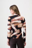 Joseph Ribkoff Silky Knit Abstract Print Fitted Wrap Top-254218