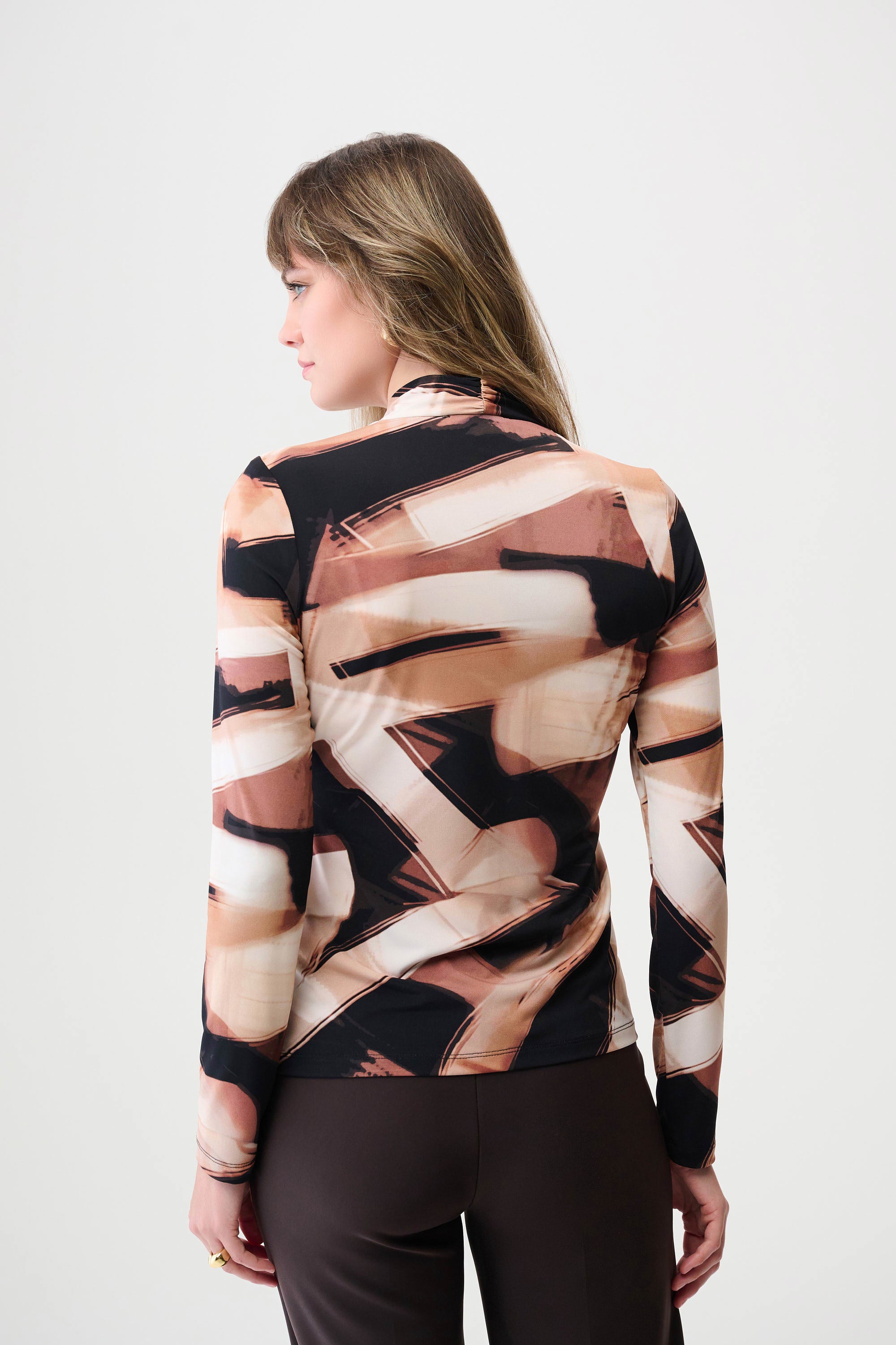 Joseph Ribkoff Silky Knit Abstract Print Fitted Wrap Top-254218