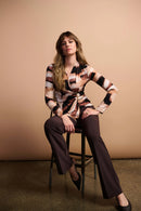 Joseph Ribkoff Silky Knit Abstract Print Fitted Wrap Top-254218