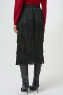 Joseph Ribkoff Pleated Pencil Skirt with Tiered Fringes-254901