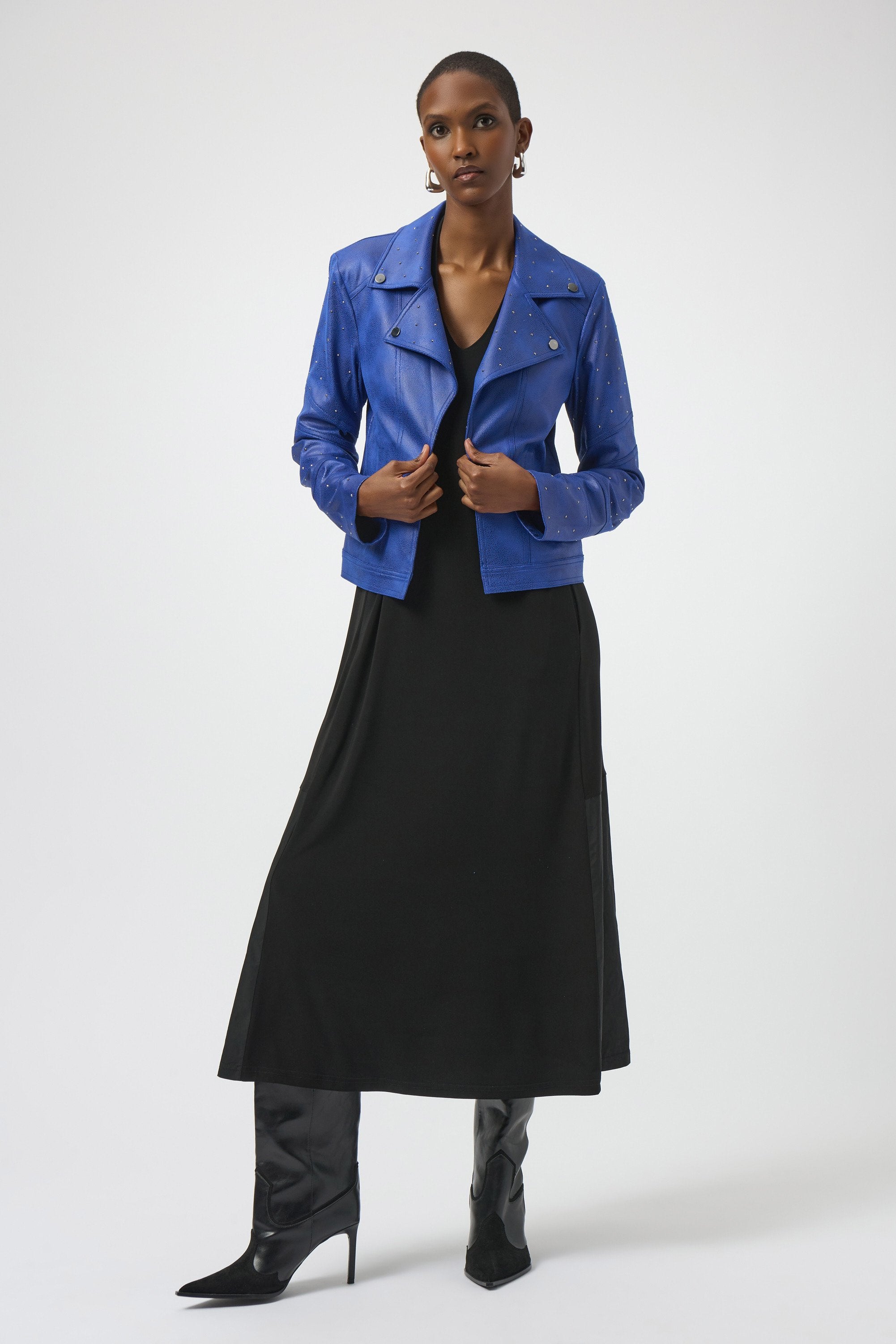 Joseph Ribkoff Foiled Faux Suede Fitted Jacket with Rhinestones-254904