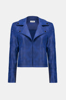 Joseph Ribkoff Foiled Faux Suede Fitted Jacket with Rhinestones-254904