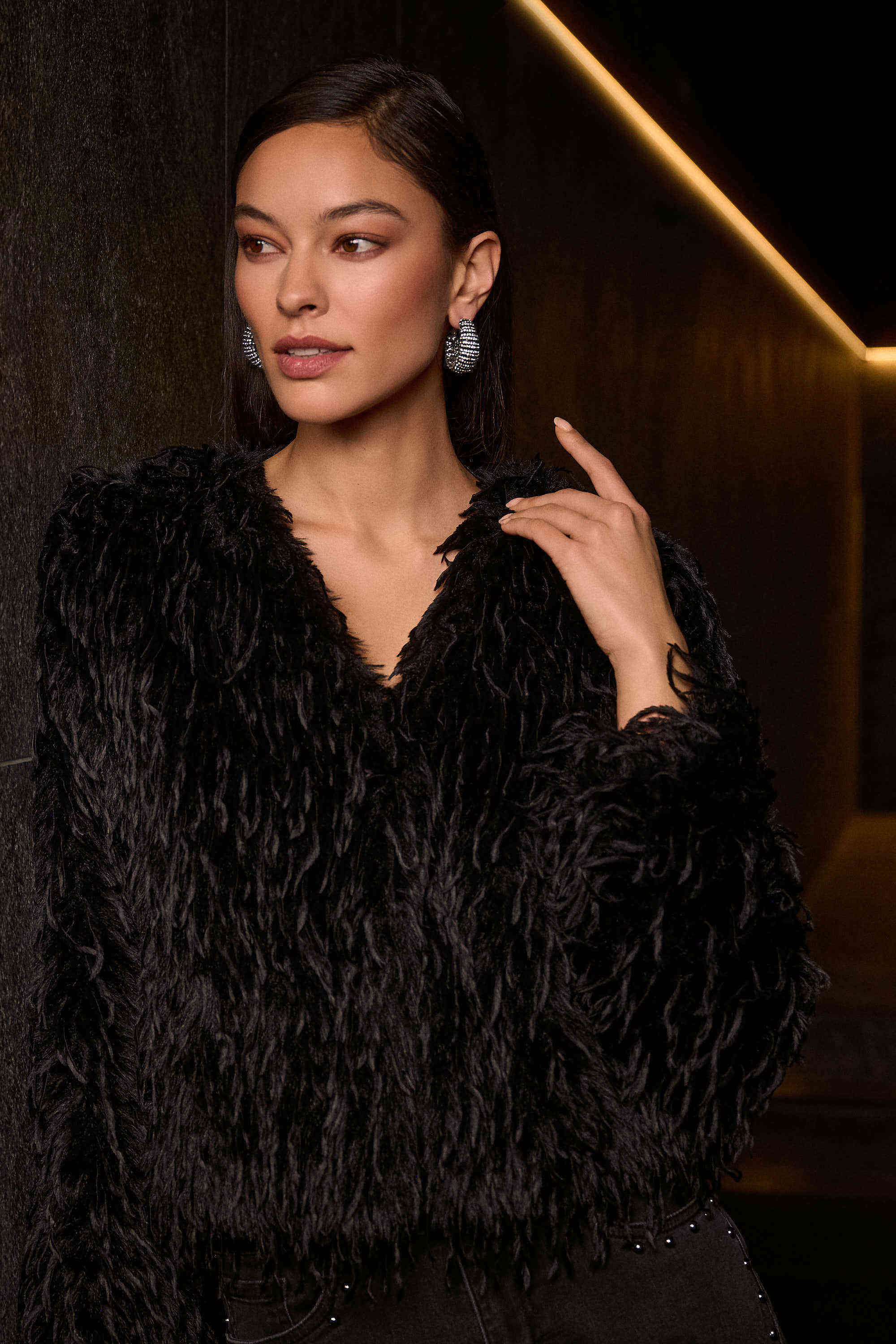 Joseph Ribkoff Faux Fur Collarless Boxy Jacket-254905