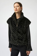 Joseph Ribkoff Chevron Faux Fur Mock Neck Vest-254906