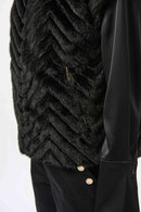 Joseph Ribkoff Chevron Faux Fur Mock Neck Vest-254906
