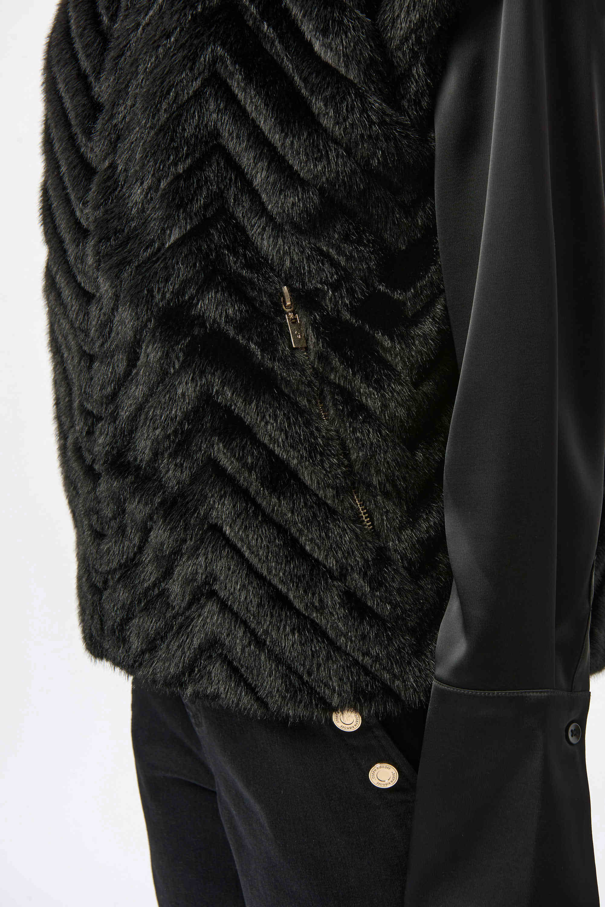 Joseph Ribkoff Chevron Faux Fur Mock Neck Vest-254906