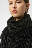 Joseph Ribkoff Chevron Faux Fur Mock Neck Vest-254906