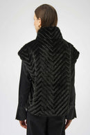 Joseph Ribkoff Chevron Faux Fur Mock Neck Vest-254906
