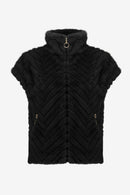 Joseph Ribkoff Chevron Faux Fur Mock Neck Vest-254906