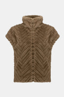 Joseph Ribkoff Chevron Faux Fur Mock Neck Vest-254906