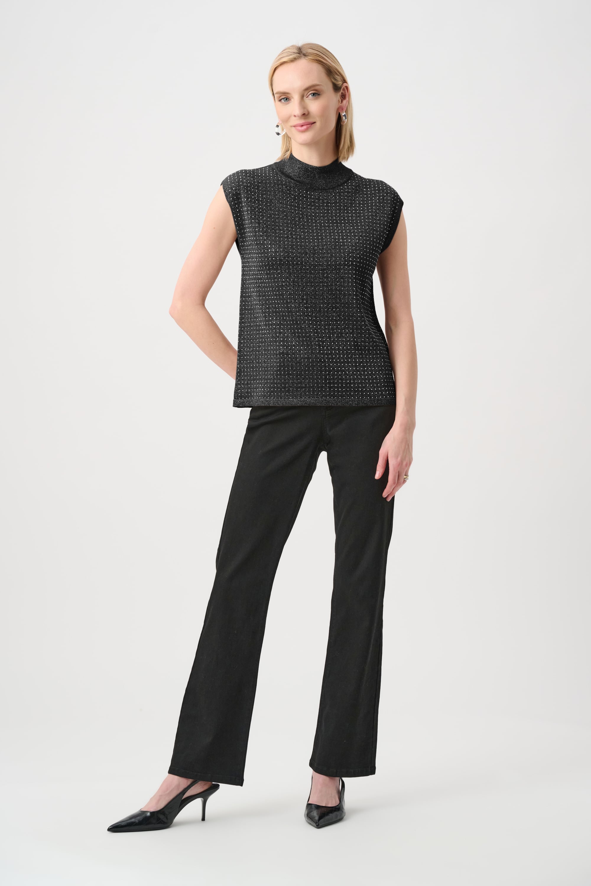 Sweater Knit Sleeveless Pullover with Iron-On Detail