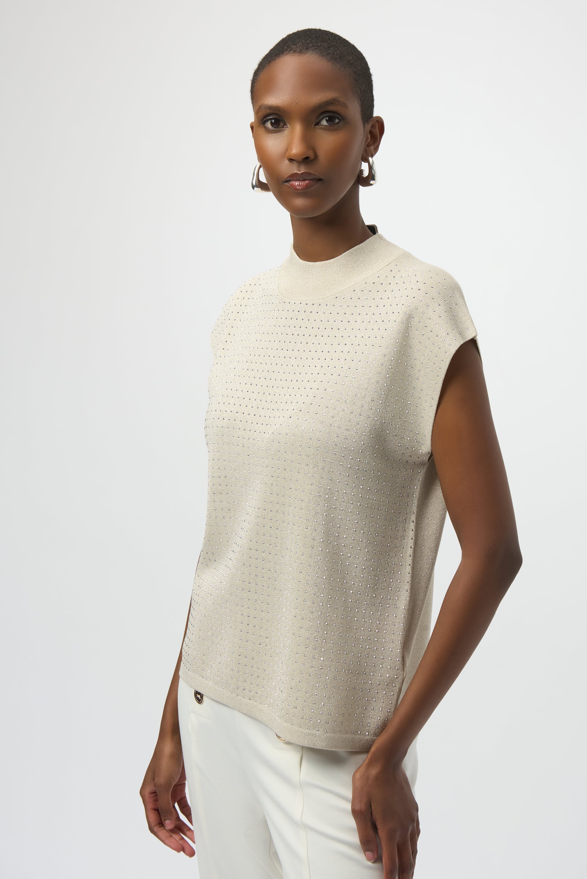 Sweater Knit Sleeveless Pullover with Iron-On Detail