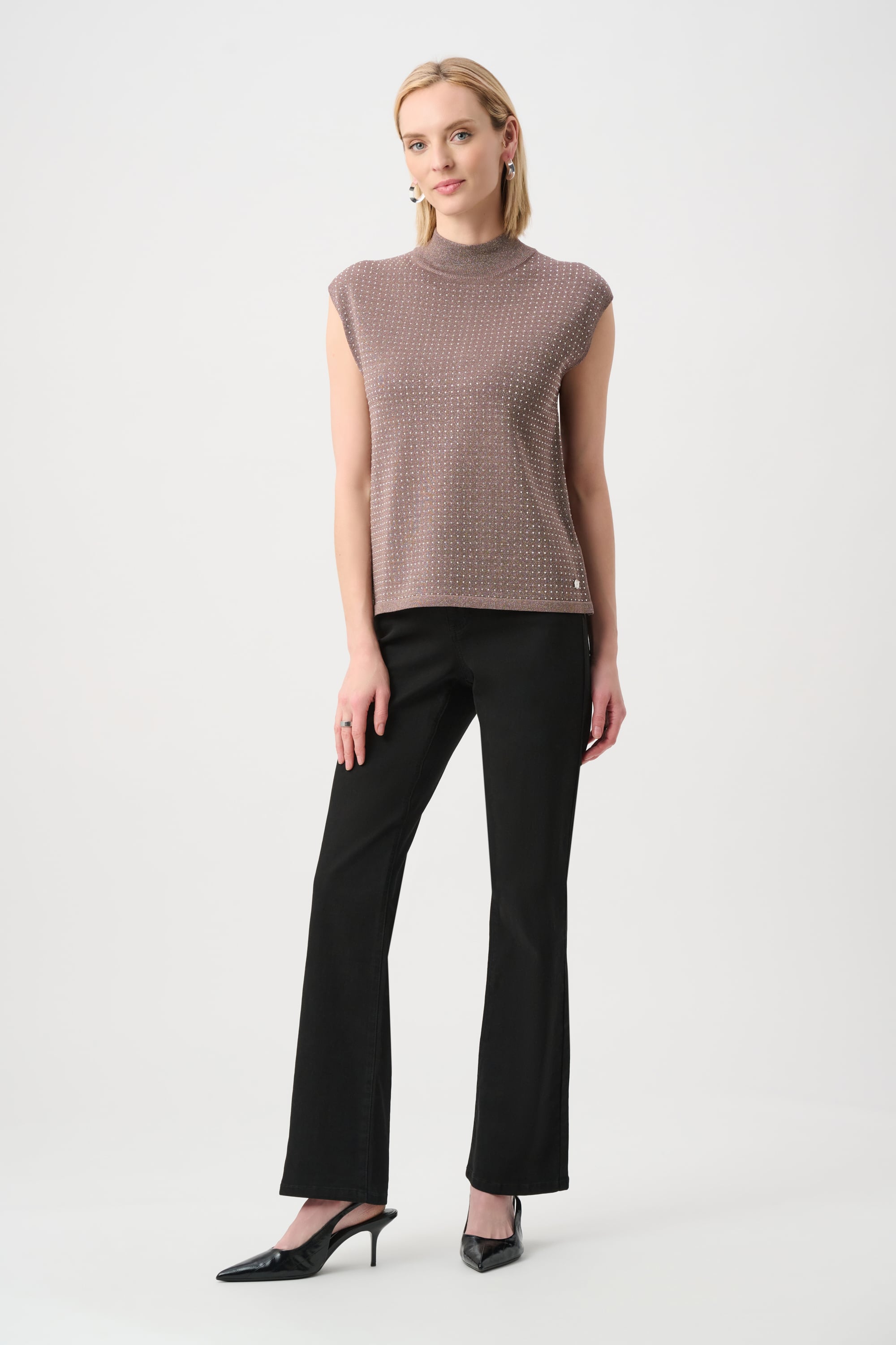 Sweater Knit Sleeveless Pullover with Iron-On Detail