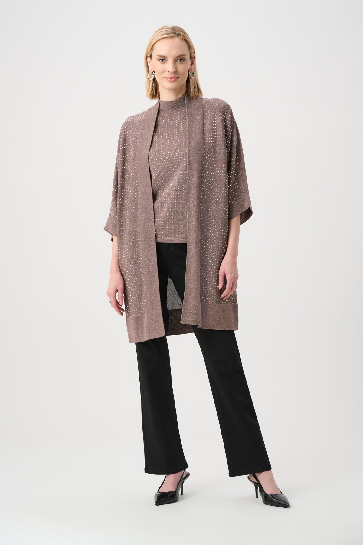 Joseph Ribkoff Embellished Sparkly Long Cardigan 254937F26, view 8