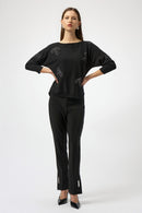 Joseph Ribkoff Sweater Knit Pullover with Iron-On Bow Detail-254950