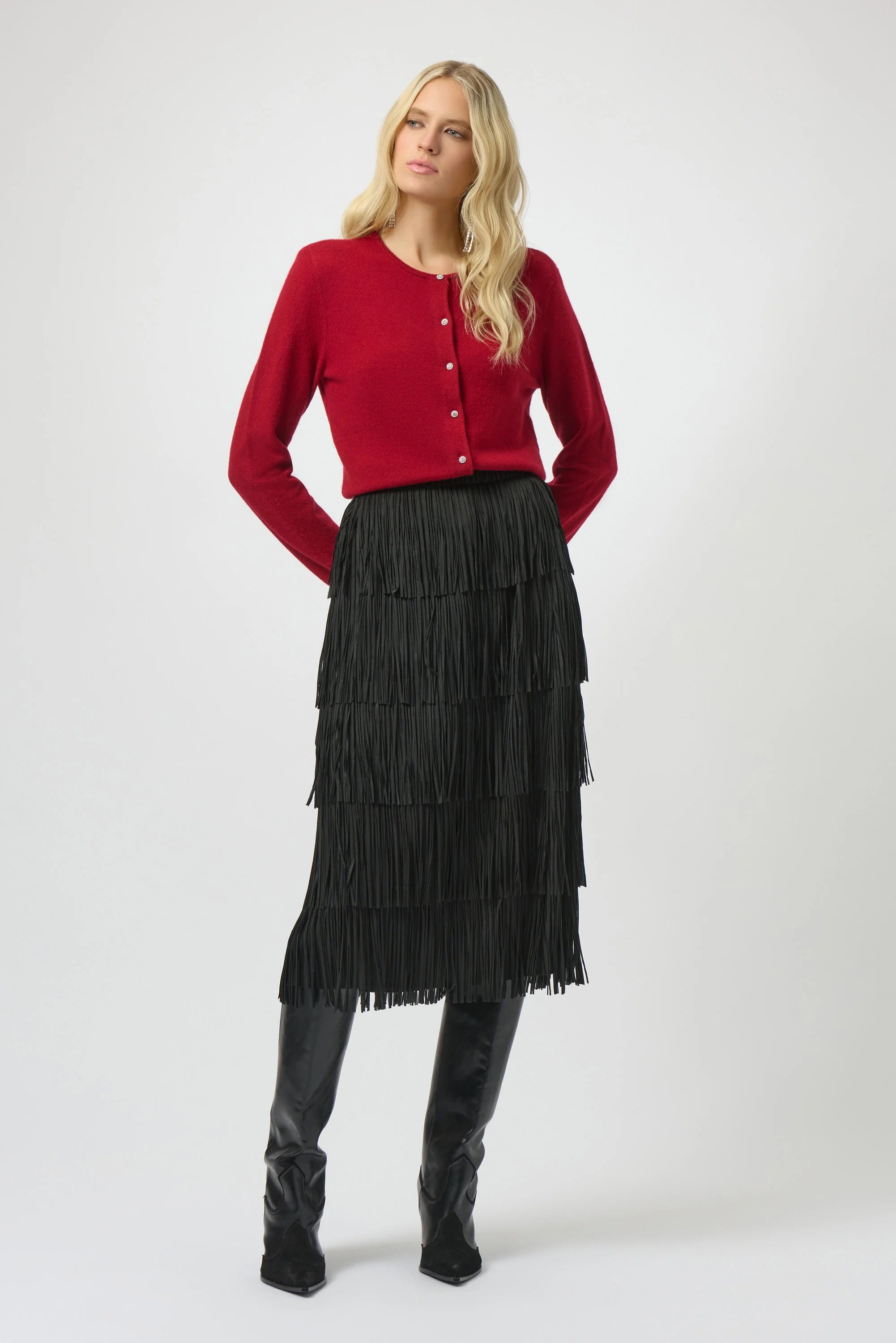 Joseph Ribkoff Cashmere Button-Front Crew Neck Cardigan-254951
