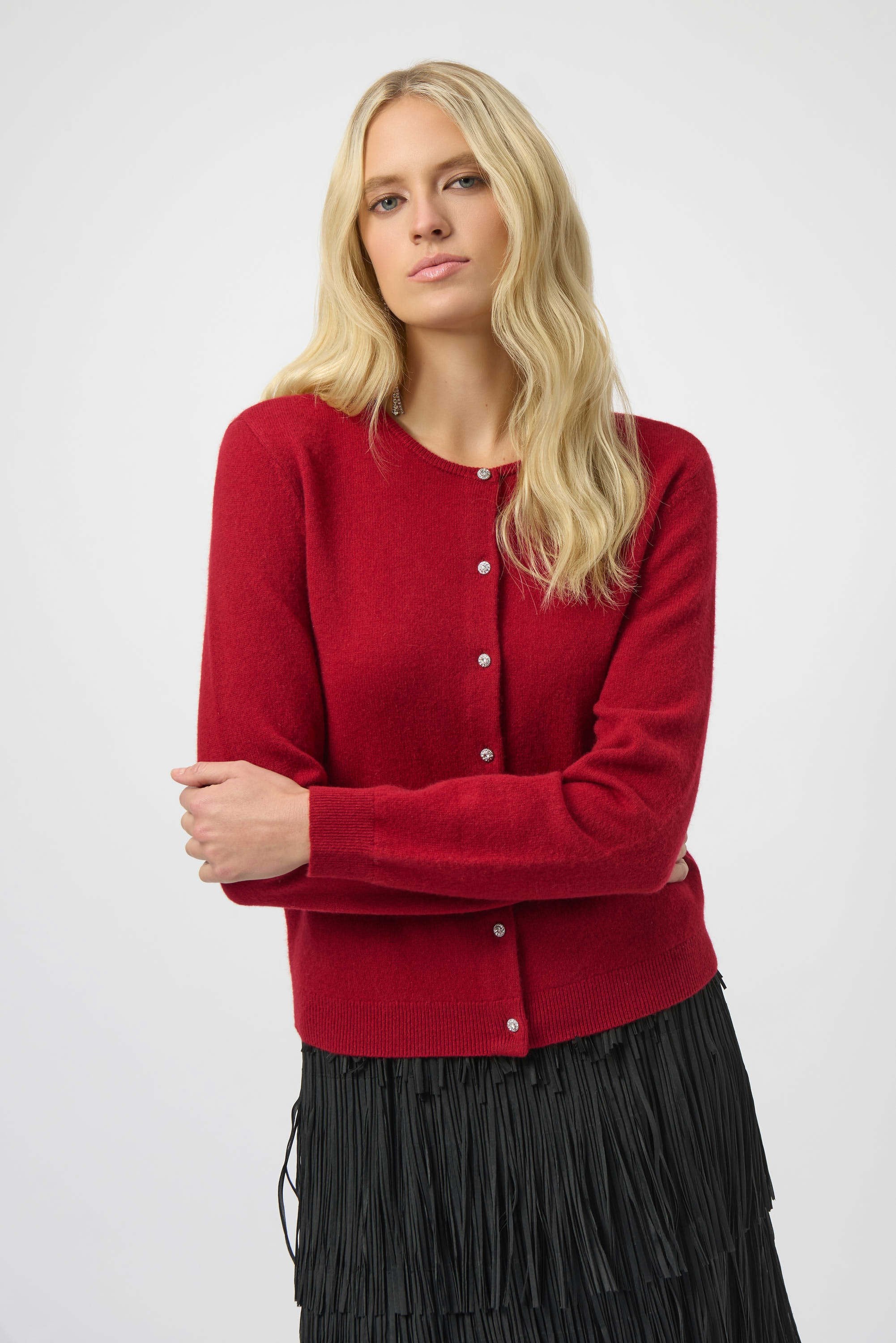 Joseph Ribkoff Cashmere Button-Front Crew Neck Cardigan-254951