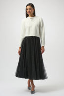 Joseph Ribkoff Feather Yarn Cardigan with Rhinestone Bow-254955