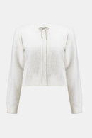 Joseph Ribkoff Feather Yarn Cardigan with Rhinestone Bow-254955