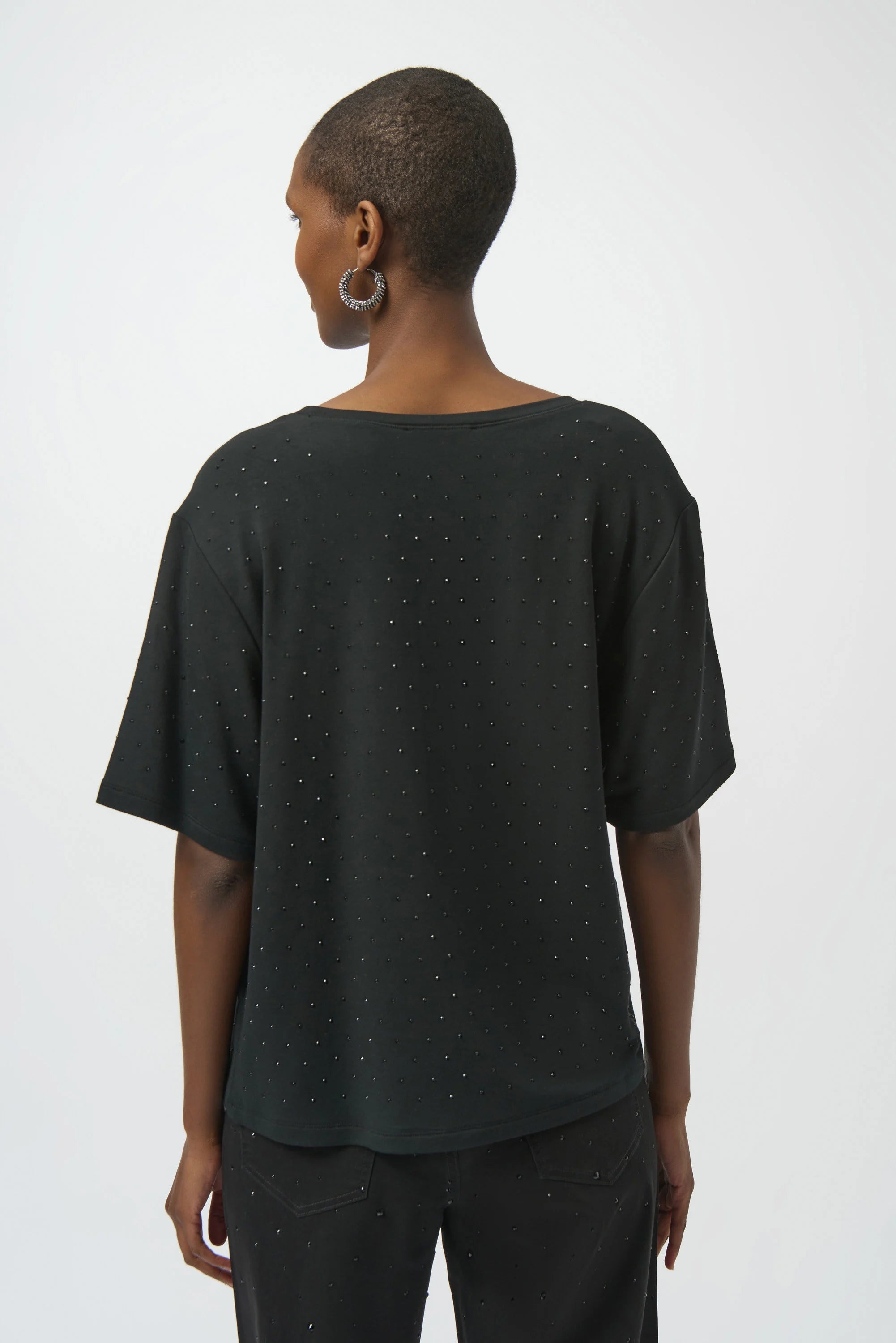 Joseph Ribkoff Knit Scoop Neck Top with Rhinestones-254968