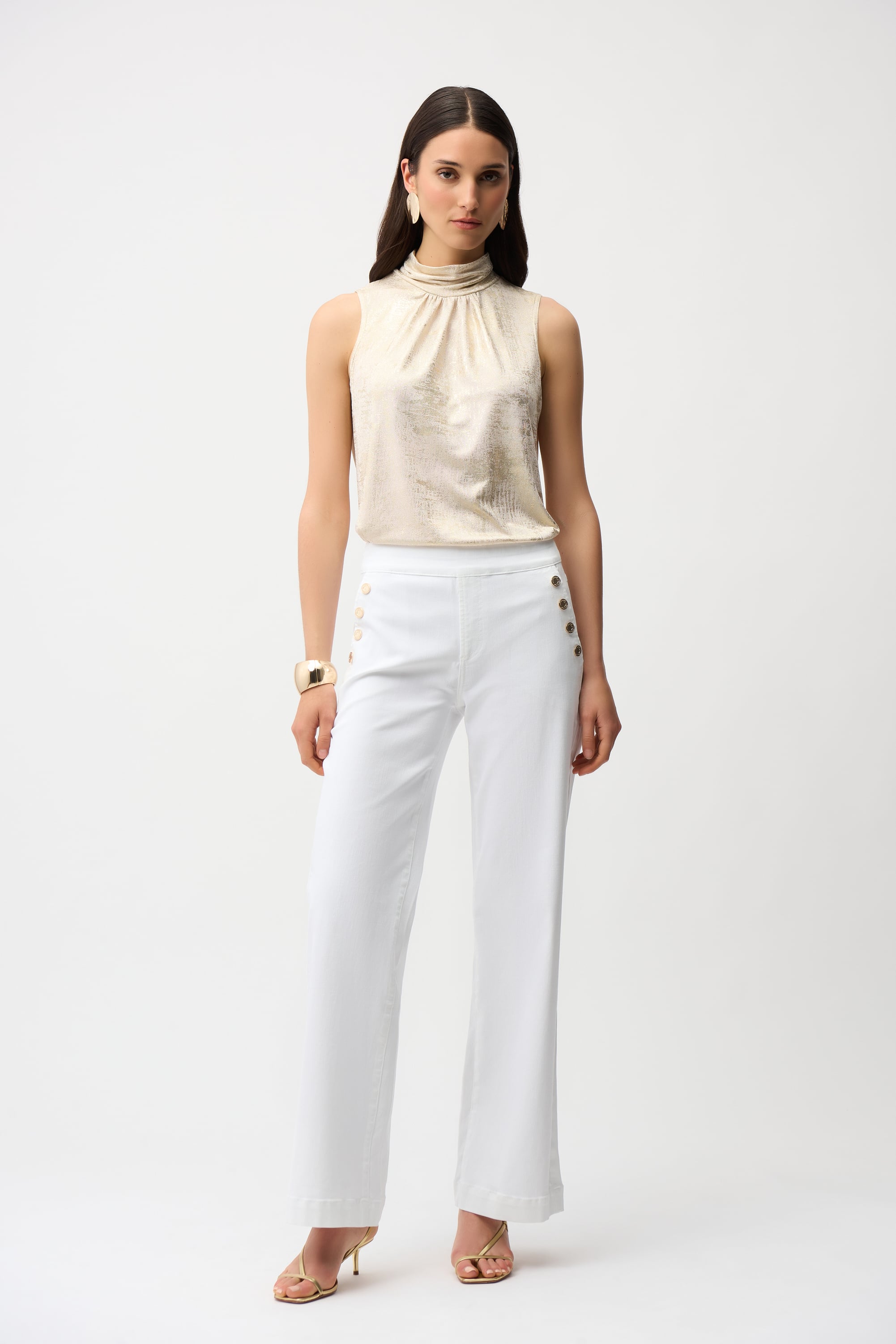 Foiled Knit Straight Sleeveless Top