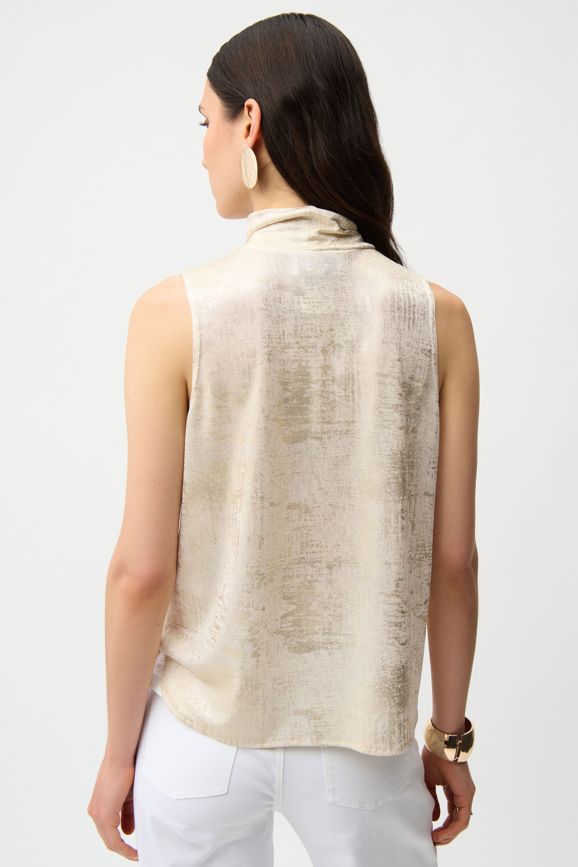 Foiled Knit Straight Sleeveless Top