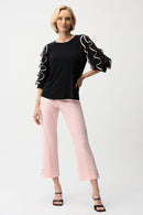 Joseph Ribkoff Silky Knit Top with Chiffon Ruffled Sleeves-261009