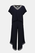 Silky Knit Color Block Wide Leg Culotte Jumpsuit