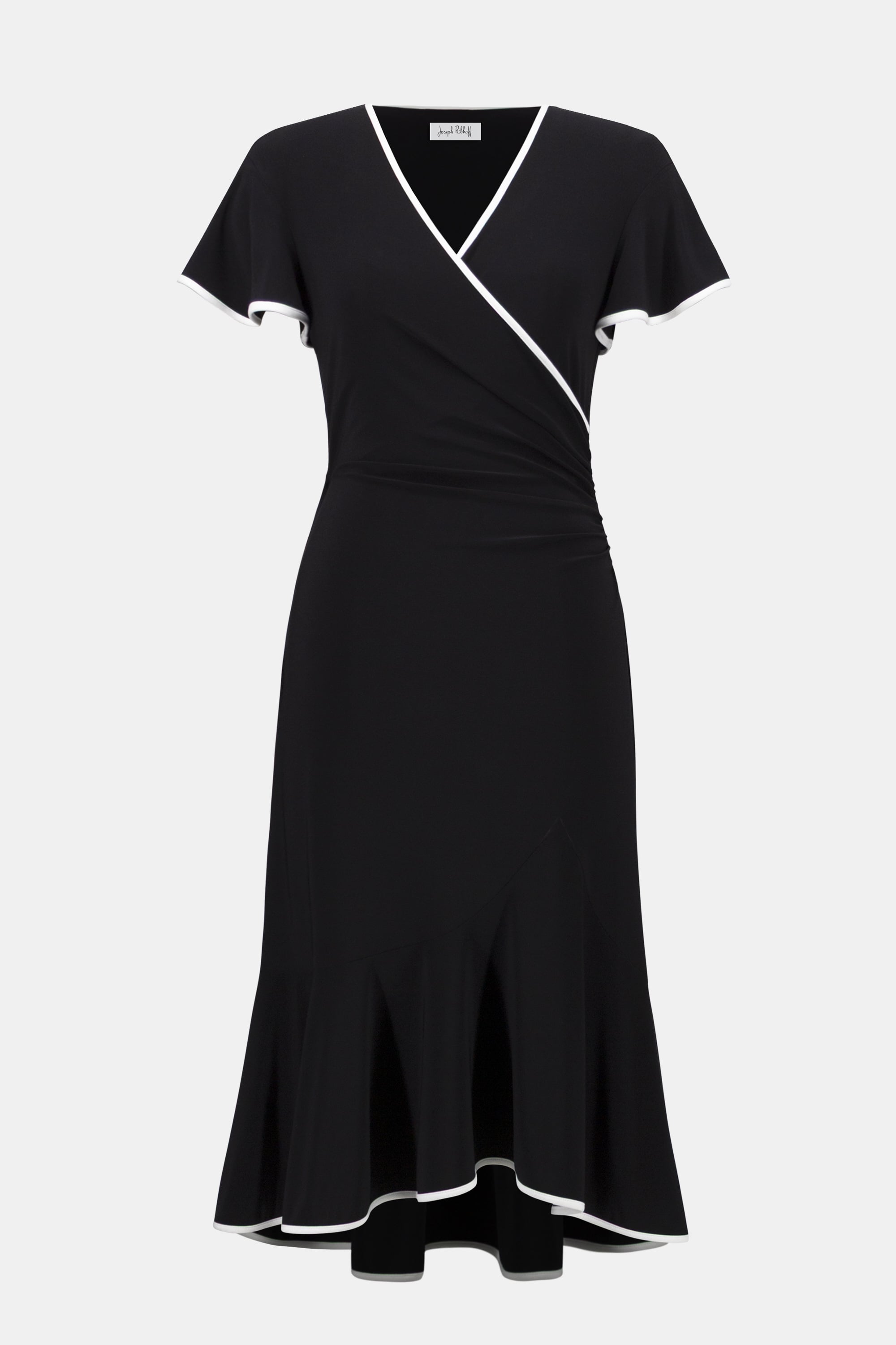 Silky Knit Wrap Dress With Contrast Trim